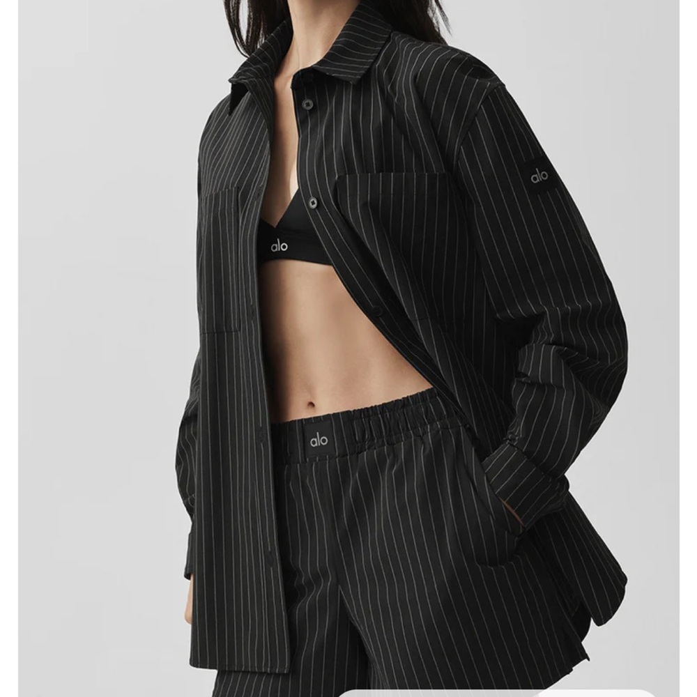 ALO Yoga Pinstripe Daylight Button Down Long Sleeve - Picture 2 of 6